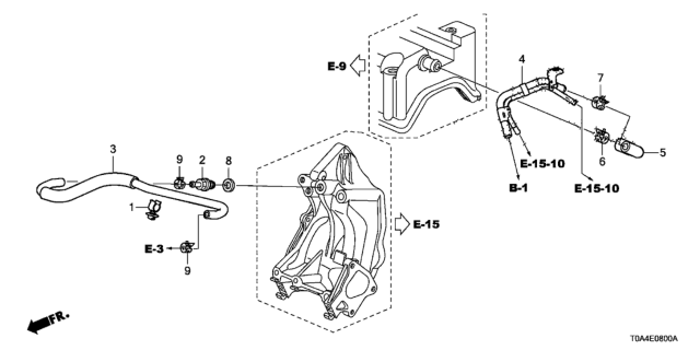 2013 Honda CR-V 5 Door EX-L (AWD LEATHER RES) KA 5AT Breather Tube Diagram