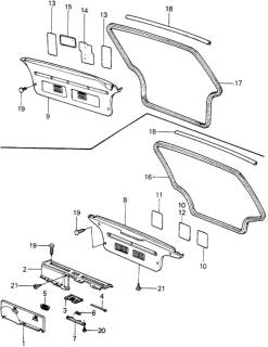 1980 Honda Civic 5 Door ** KA HMT Rear Panel Lining  - Tailgate Lining Diagram
