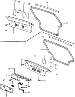 1982 Honda Civic Rear Panel Lining  - Tailgate Lining Diagram