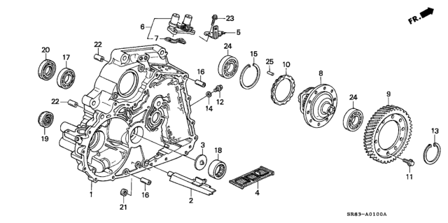 1994 Honda Civic 2 Door EX (ABS) KA 4AT AT Torque Converter Housing Diagram