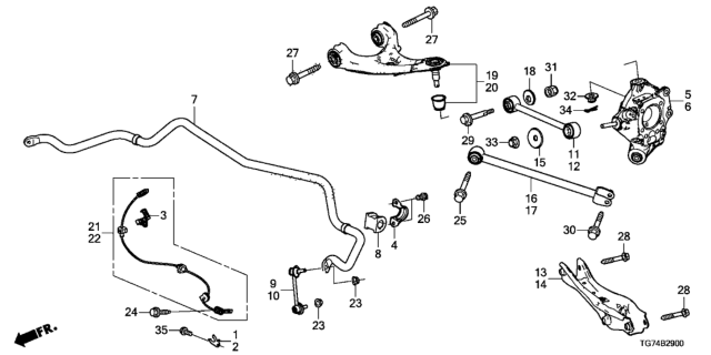 2021 Honda Pilot Rear Lower Arm Diagram