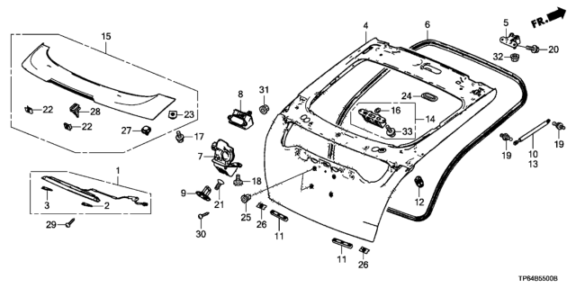 2010 Honda Crosstour Stay Assembly, Driver Side Diagram for 74870-TP6-305