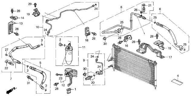 1994 Honda Prelude 2 Door S KA 5MT A/C Hoses - Pipes Diagram 2
