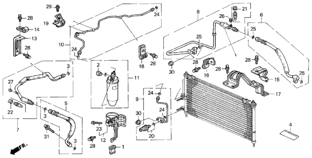 1992 Honda Prelude A/C Hoses - Pipes Diagram 2