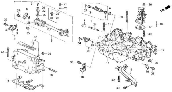 1994 Honda Prelude Manifold A, Intake Diagram for 17100-P12-A00