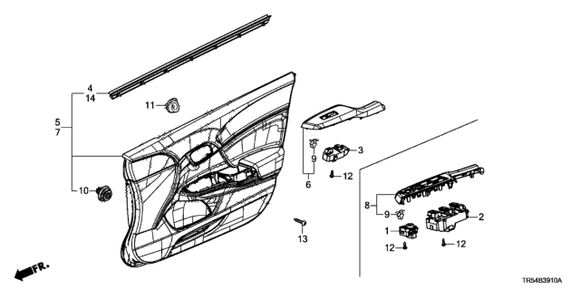 2012 Honda Civic 4 Door GX (NAVIGATION) KA 5AT Front Door Lining Diagram