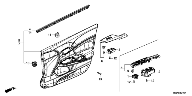 2012 Honda Civic Lining Assy., R. FR. Door *NH686L* (WARM GRAY) Diagram for 83500-TR0-A11ZB