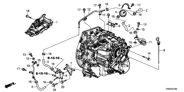 2013 Honda Civic 4 Door EX-L KA 5AT AT ATF Pipe Diagram