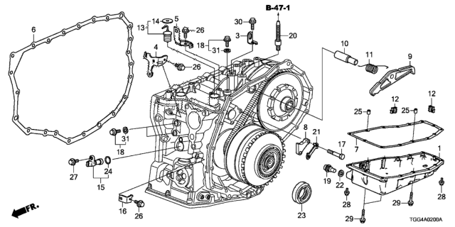 2019 Honda Civic AT Transmission Case Components Diagram