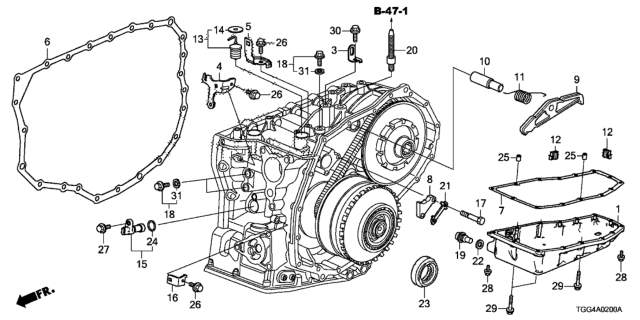 2017 Honda Civic AT Transmission Case Components Diagram