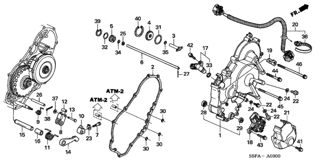 2005 Honda Civic AT Right Side Cover Diagram