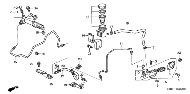 2003 Honda Civic Pipe B, Clutch Diagram for 46970-S5B-A03