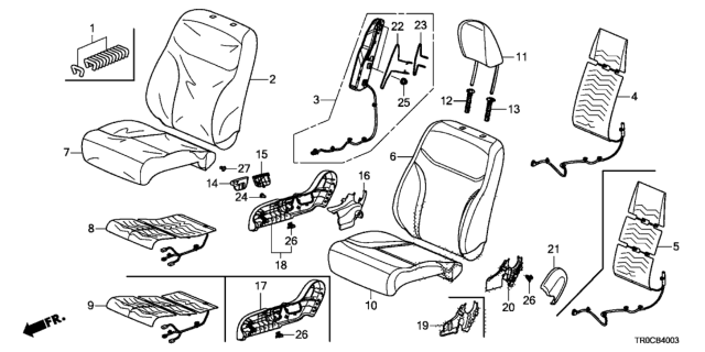 2014 Honda Civic Front Seat (Passenger Side) Diagram