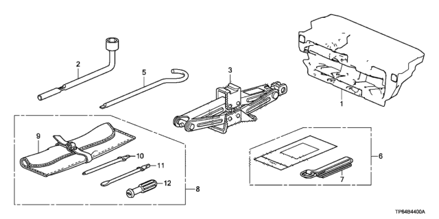 2013 Honda Crosstour 5 Door EXL (4 CYLINDER) KA 5AT Tools - Jack Diagram