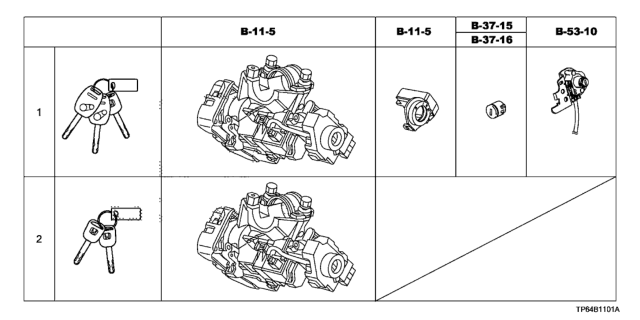 2011 Honda Crosstour Key Cylinder Set Diagram