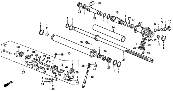 1994 Honda Del Sol 2 Door S KL 4AT P.S. Gear Box Components Diagram