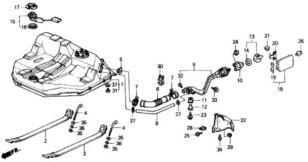 1991 Honda Civic Meter Unit, Fuel (Denso) Diagram for 37800-SH3-004