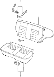 1980 Honda Accord 3 Door LX KA 5MT Rear Seat - Seat Belt Diagram