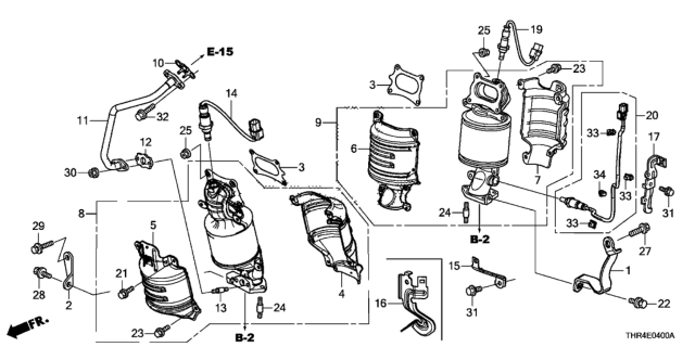 2022 Honda Odyssey Converter Assembly, Front Primary Diagram for 18180-5MR-A01