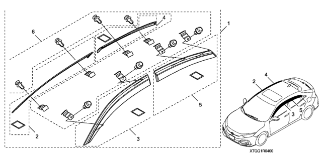 2020 Honda Civic 5 Door LX (HONDA SENSING) KA CVT Door Visor Diagram