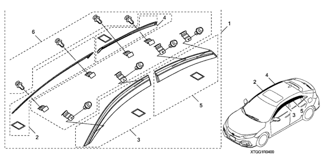 2019 Honda Civic Visor, R. RR. Door Diagram for 08R04-TGG-10001