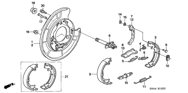 2002 Honda CR-V Parking Brake Shoe Diagram