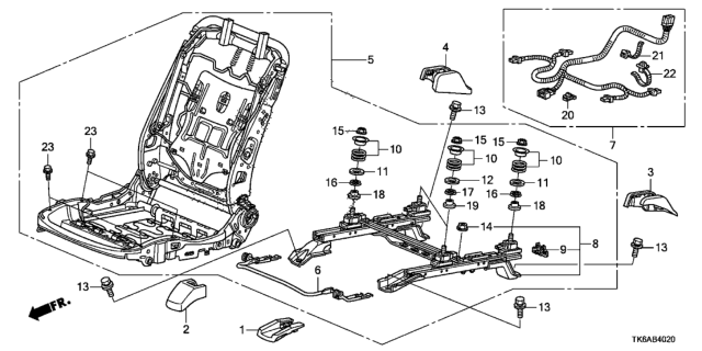 2013 Honda Fit Front Seat Components (Passenger Side) Diagram