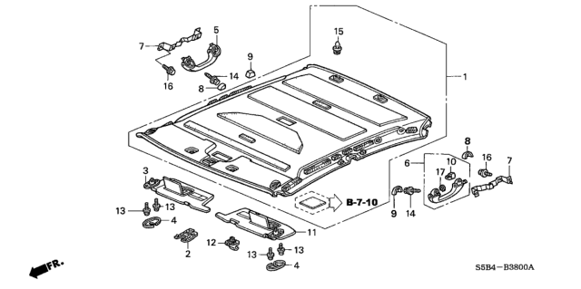 2005 Honda Civic Lining Assy., Roof *NH220L* (CLEAR GRAY) Diagram for 83200-S5A-A21ZB