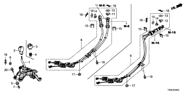 2015 Honda Civic Lever Sub-Assy., Change Diagram for 54100-TR0-A01