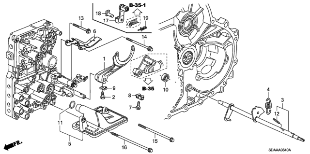 2007 Honda Accord AT Shift Fork (L4) Diagram