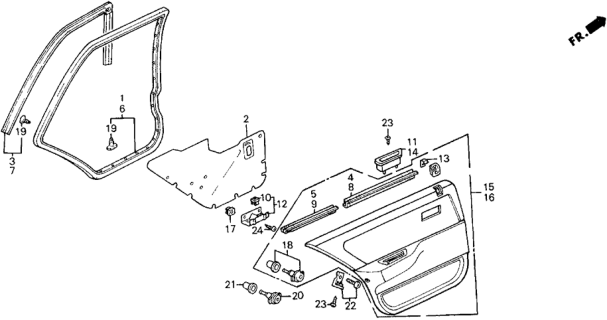 1988 Honda Civic 5 Door ** (WAGOVAN) KA 5MT Rear Door Lining Diagram