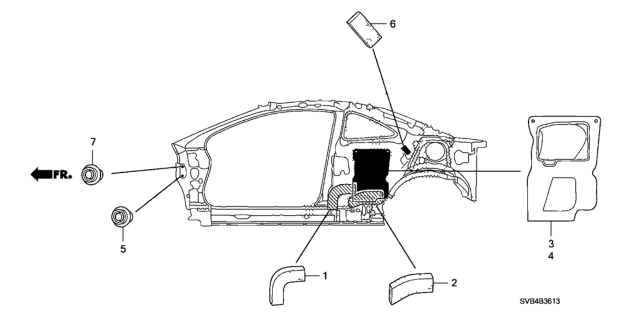 2010 Honda Civic Bag, Side Sill Absorber Diagram for 74513-SVA-A00
