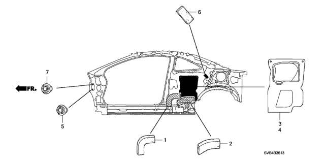 2010 Honda Civic Seal, R. Quarter Hole Diagram for 74514-SVA-A02