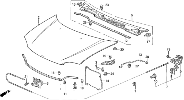 1995 Honda Civic Hinge, Passenger Side Hood Diagram for 60120-SR3-000ZZ