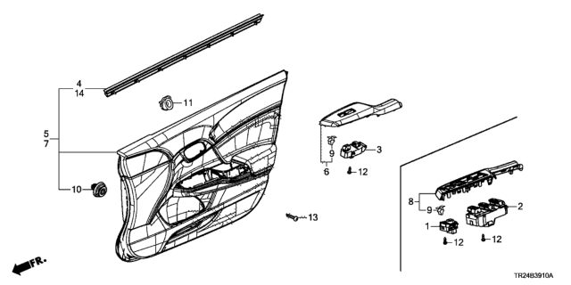 2013 Honda Civic Lining Assy., R. FR. Door (Typet) (LEA) Diagram for 83500-TR3-A41ZA