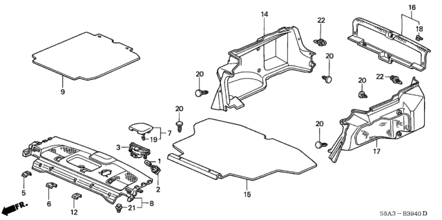 2001 Honda Civic Rear Tray - Trunk Garnish Diagram