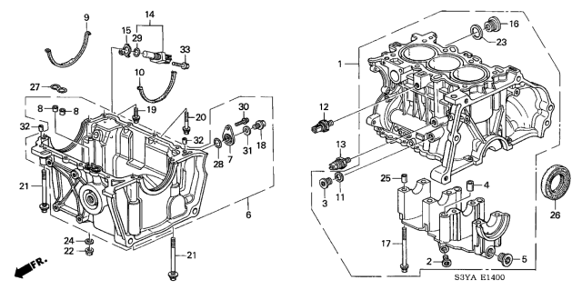 2005 Honda Insight Cylinder Block - Oil Pan Diagram