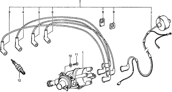 1979 Honda Civic Distributor - Spark Plug Diagram