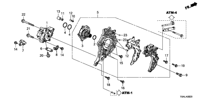 2020 Honda Civic AT Oil Pump - Stator Shaft Diagram