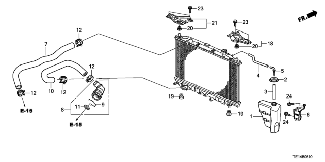 2012 Honda Accord Radiator Hose - Reserve Tank (L4) Diagram