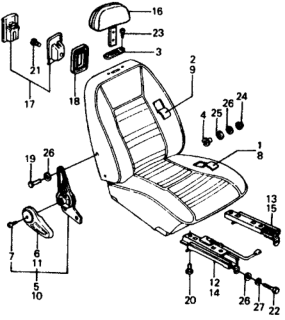 1976 Honda Civic Cover, L. FR. Seat-Back Trim *NH1L* (BLACK) Diagram for 77402-658-661ZA