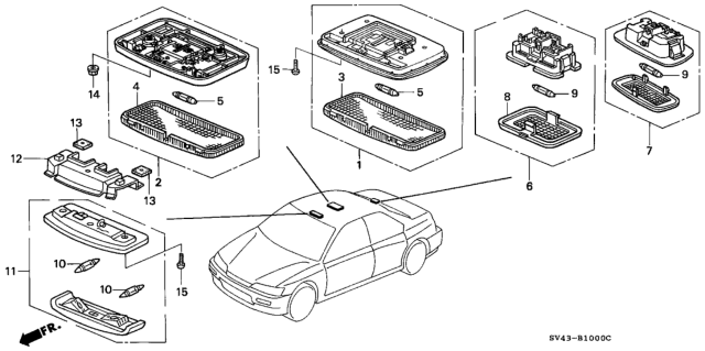 1996 Honda Accord Light Assembly, Interior (Coast Sand) (Donnelly) Diagram for 34250-SV1-A11ZD
