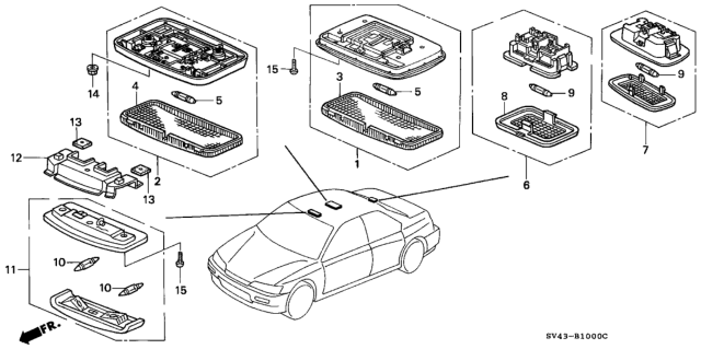 1995 Honda Accord Light Assembly, Interior (Smooth Beige) Diagram for 34250-SM4-003ZF