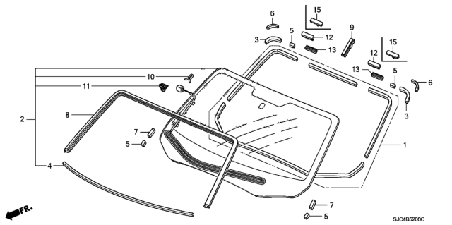 2009 Honda Ridgeline Front Windshield Diagram