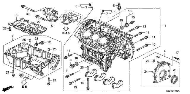 2006 Honda Ridgeline Cylinder Block - Oil Pan Diagram