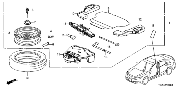 2017 Honda Civic Tire, Spare (T125/70D17) (98M)(Maxxis) Diagram for 42751-MAX-004