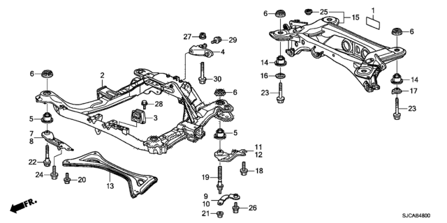 2014 Honda Ridgeline 4 Door RTS KA 5AT Front Sub Frame - Cross Beam Diagram