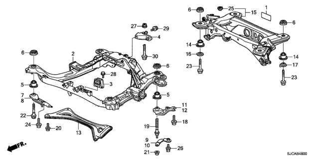 2014 Honda Ridgeline Front Sub Frame - Cross Beam Diagram