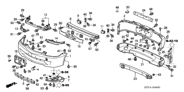 2004 Honda Insight 3 Door DX (A/C) KA 5MT Bumpers Diagram