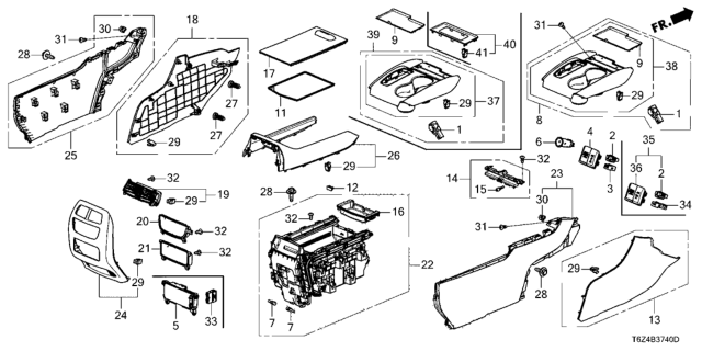 2021 Honda Ridgeline Garnish, RR. Console *YR507L* (SHADOW BEIGE) Diagram for 83416-TG7-A01ZA